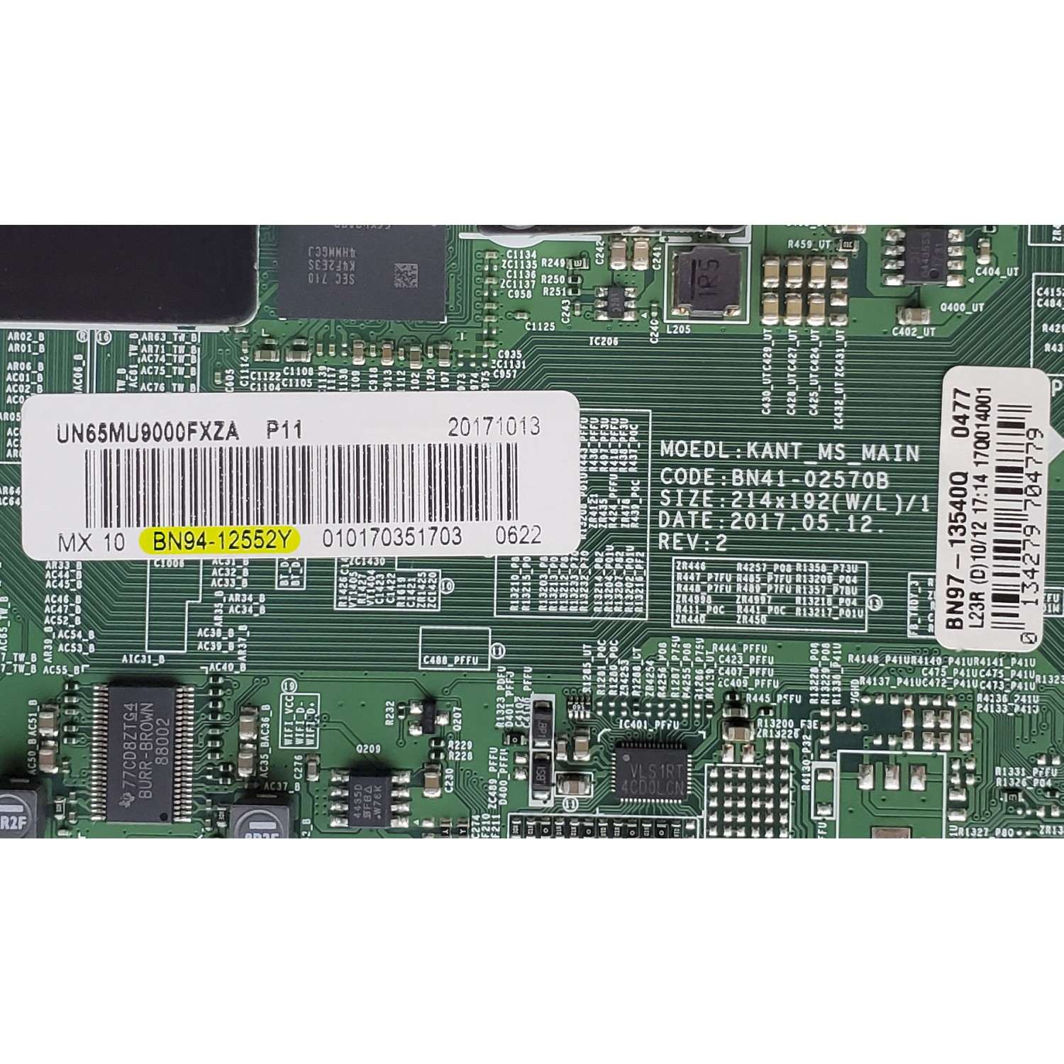 MAIN PARA SMART TV SAMSUNG 4K•UHD / NUMERO DE PARTE BN94-12552Y / BN41-02570B / BN97-13540Q / BN9412552Y / PANEL CY-SM065FLLV5H / MODELO UN65MU9000FXZA FF03 - Imagen 2
